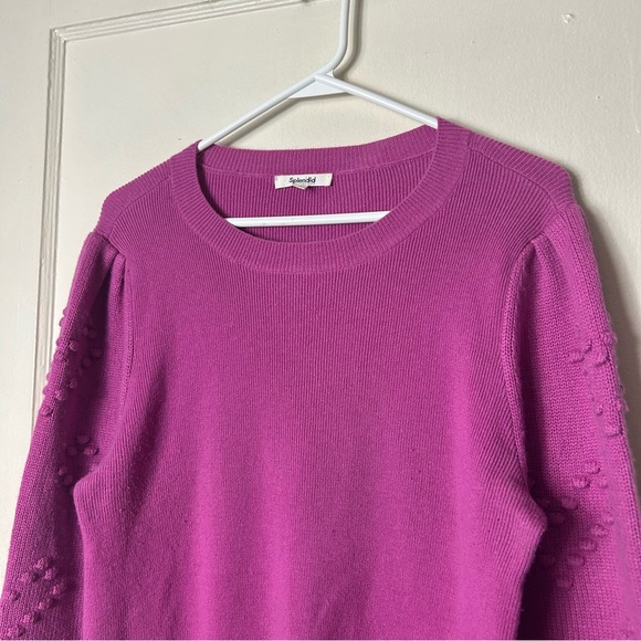 Splendid Cashmere Blend Smitten Heart Knit Bubble knit Pink Pullover L - Picture 5 of 11